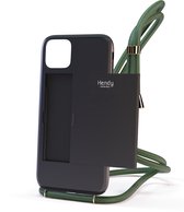 Hendy telefoonhoesje met koord - Sophisticated (ruimte voor pasjes) - Army Green  - iPhone 11