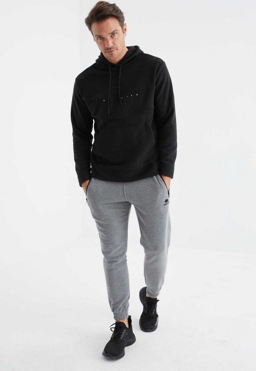 La Pèra Sweater - Hoodie - Heren Trui met Capuchon - Basic - Zwart Fleece - S