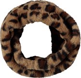 Pluchen Snood Colsjaal - Meisjes sjaal - Luipaard print bruin - 4-12 jaar