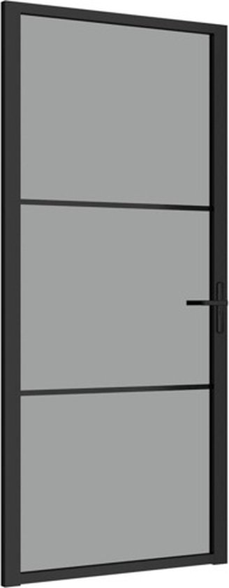 vidaXL - Binnendeur - 93x201,5 - cm - ESG-glas - en - aluminium - zwart