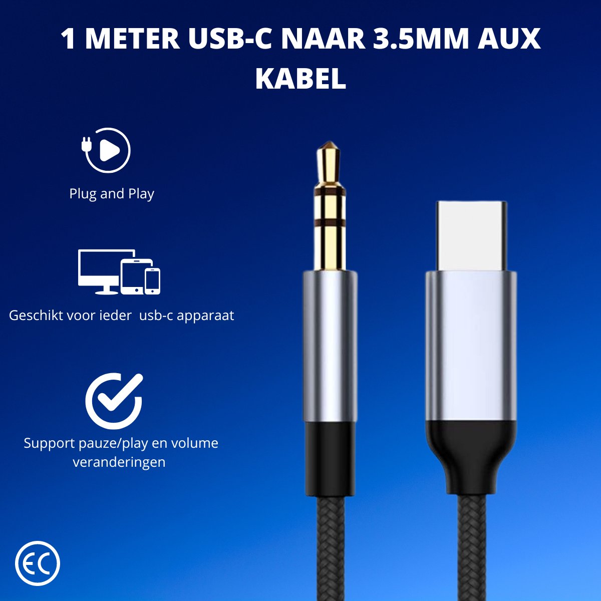 AdroitGoods USB-C naar jack Audio Aux kabel - 3,5 mm jack naar Usb-c - Auto  - Geschikt... | bol.com