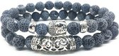 Kralen Armband met Buddha Beeld - Natuursteen - Mat Blauw - Armband Mannen - Armband Heren - Armband Dames - Armbanden - Buddha Sieraden - Sinterklaas Cadeautjes