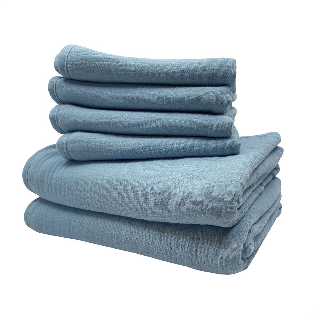 Goedkoopste Smikkels - Kraamcadeau hydrofiele doeken (2 stuks) met spuugdoekjes (4 stuks) - Blauw - Hydrofiel met badstof