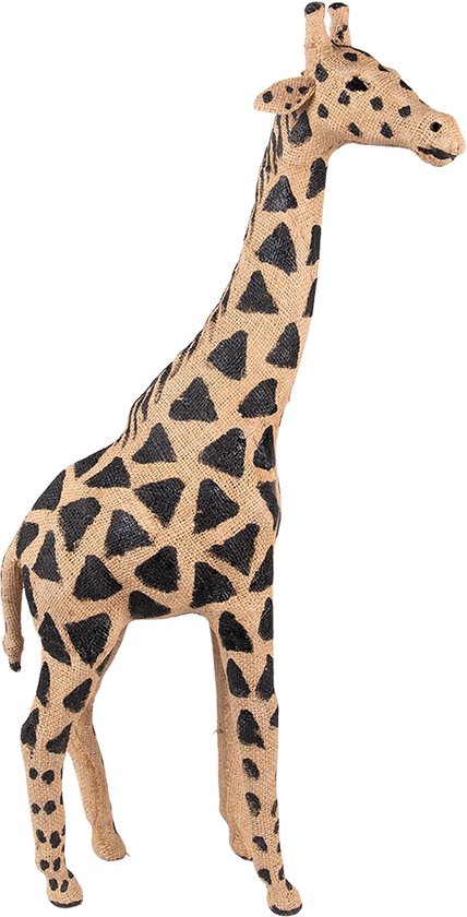 Clayre & Eef Beeld Giraf 67 cm Bruin Zwart Papier Ijzer Textiel Woonaccessoires
