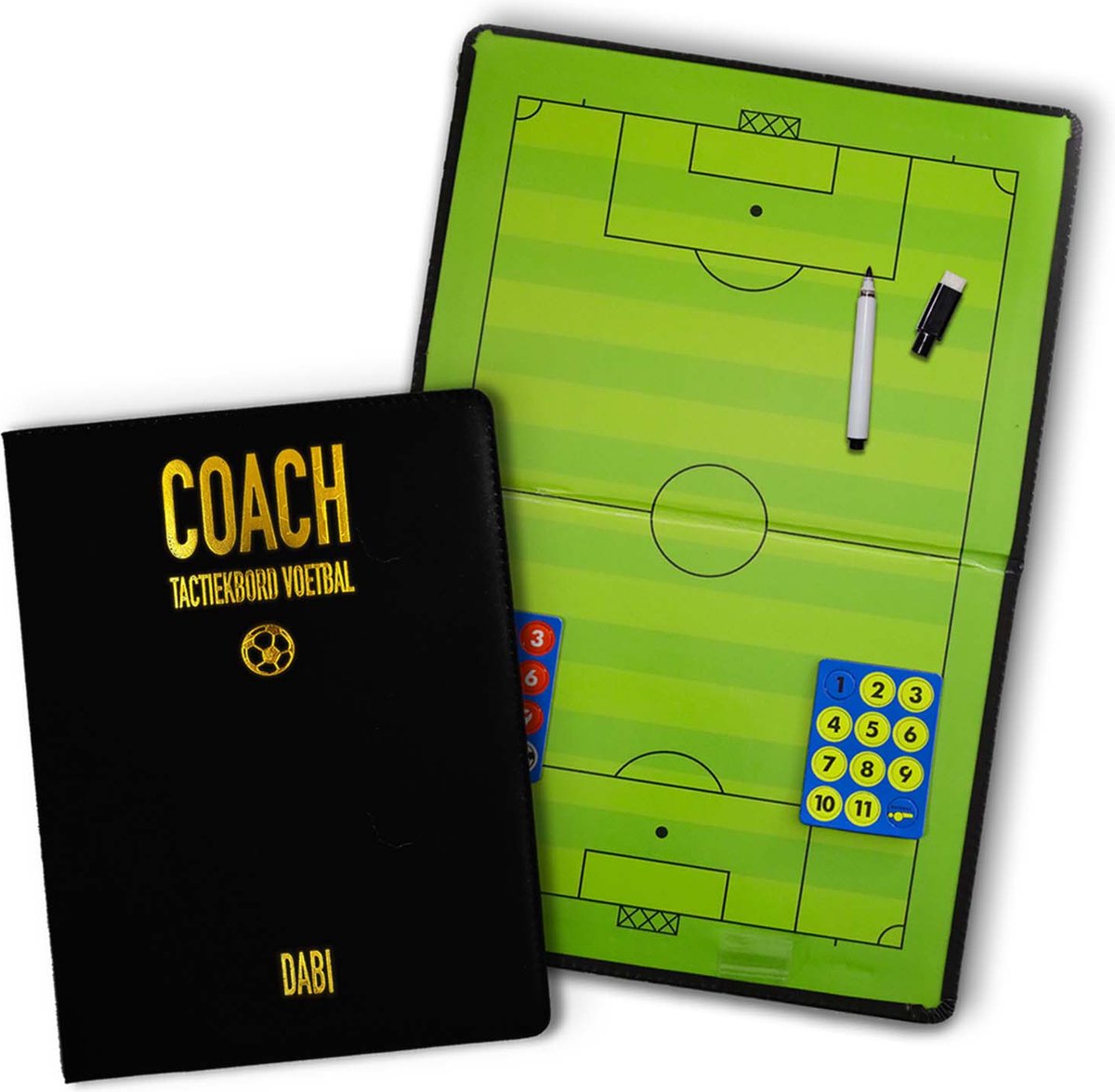 Tactiekbord Voetbal - Zwarte Coachmap inclusief magneten en uitwisbare stift - Coachbord - Tactiekmap voetbal - DABI