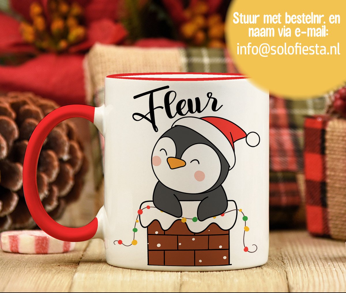 Kerst mok - Beker - Kerst mok met naam - Kerst cadeau - Gepersonaliseerd - Pinguïn mok - Gratis inpakservice