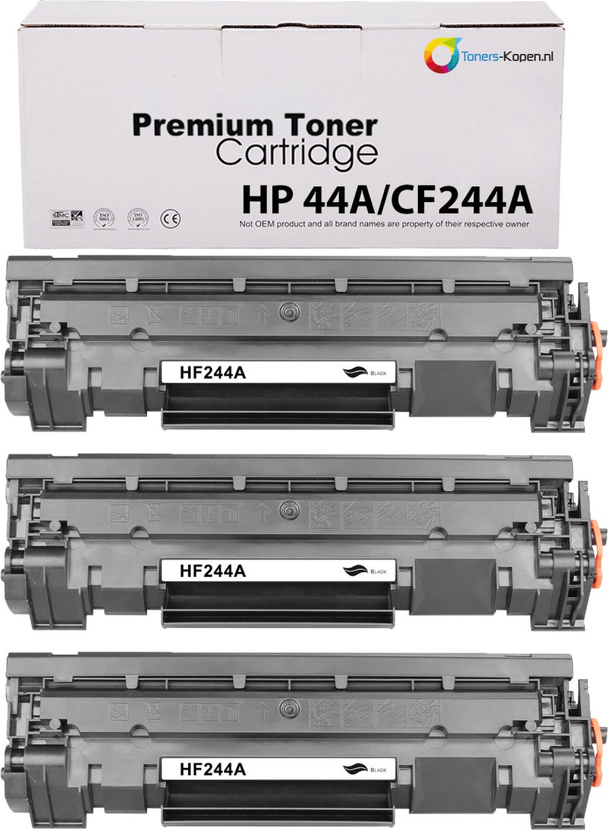 HP 44A CF244A Toner Set 3x Zwart - 3000 Pagina's - Huismerk Compatible - LaserJet Pro M15 M15a M15w M17 M28 M28a M28w - CF244A compatible CF244A alternatief - HP toner - 44a toner