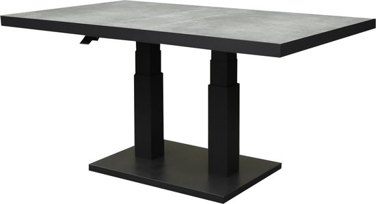 Table à manger lounge Pacific 160x90xH49-72 cm plateau céramique aluminium anthracite réglable en hauteur