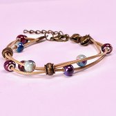 Bracelet Boho - Multicouche 3 couches - Beige / Koper/ Violet / Blauw - Perles - Femme - Lieve Jewels