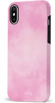 xoxo Wildhearts Double Layer - Cotton Candy - Roze hoesje geschikt voor iPhone X / Xs hoesje - Suikerspin Hard Case met pastel roze kleur - Beschermhoes geschikt voor iPhone Xs / X case - Pastel Roze Hoesje