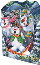 3D Swing Pop-up Kerst Wenskaart met envelop – Snowmen (Sneeuwpop)
