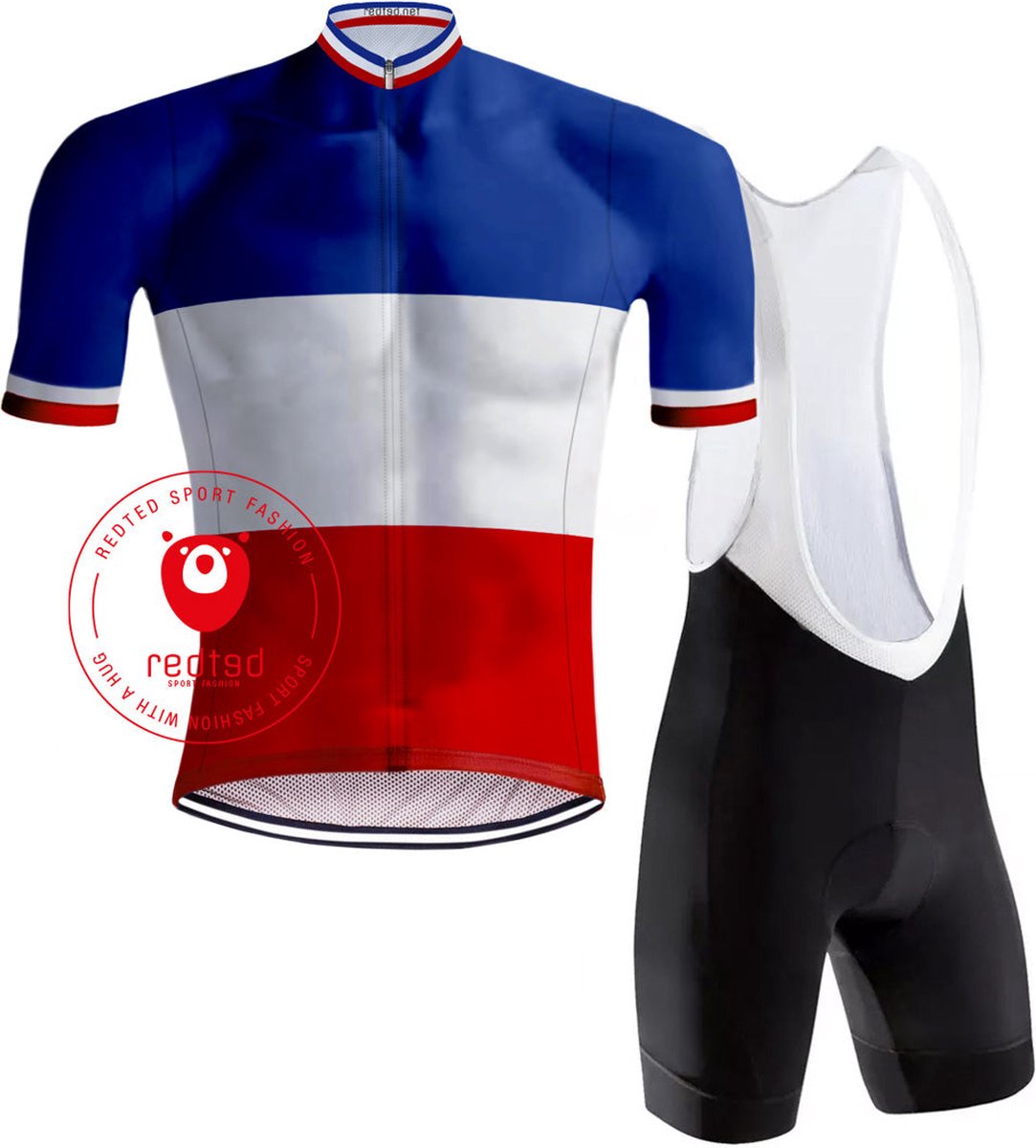 Retro Wielertenue Franse Kampioenstrui Tricolore - REDTED - 4XL