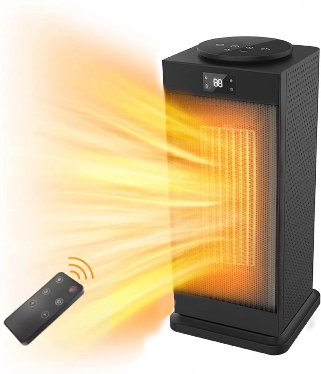 VONROC Luxe Elektrische Kachel Convectorkachel Met Glazen Paneel 500W/1000W Verwarmt Ruimtes Tot 12m2 Bediening