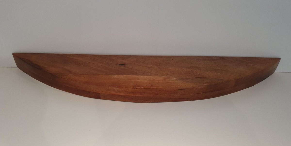 Muurplank Rond Wandplank Mangohout Rond + plankdragers | 90x19cm | Transparante Lak ...