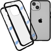 Just in Case Magnetic Métal Tempered Glass Cover pour iPhone 14 - noire et transparente