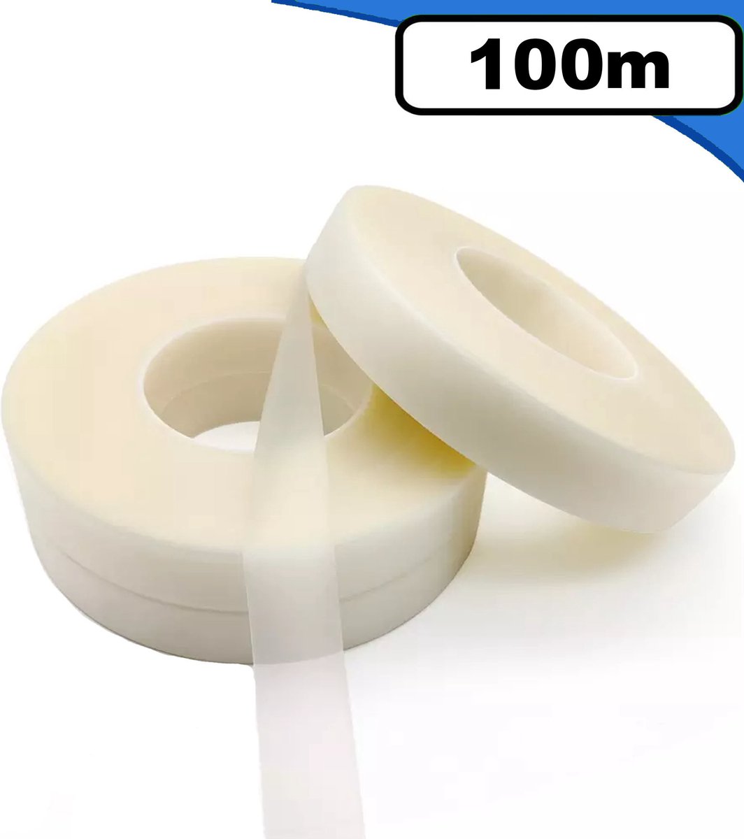 WoniQ Strijkband 100 meter - Zoomband Instrijkbaar - 2cm breed - Voor het inkorten - Kantenband - Plooiband - Gordijnband voor Omzomen
