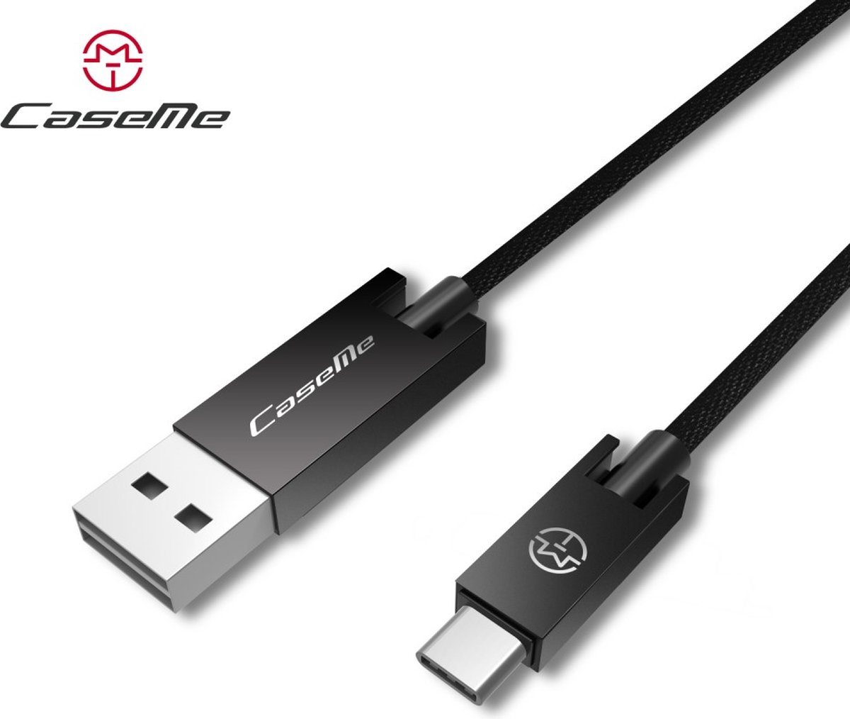 Caseme USB naar USB C kabel 1,2 meter - oplaadkabel zwart