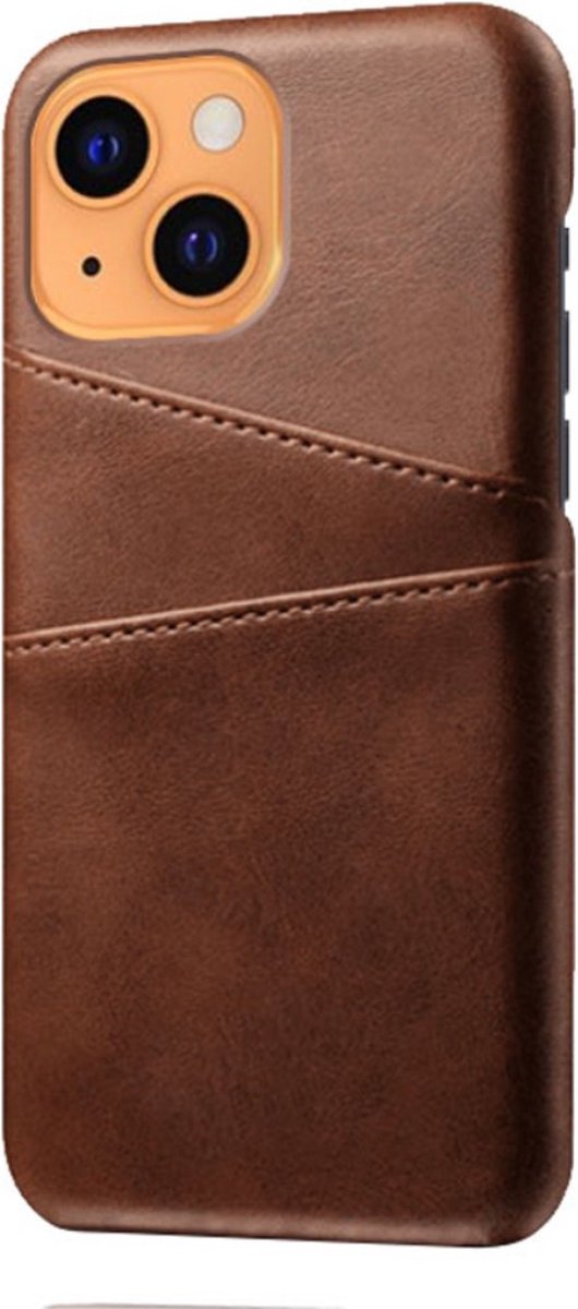 Peachy Duo Cardslot Wallet kunstleer hoesje geschikt voor iPhone 13 - bruin