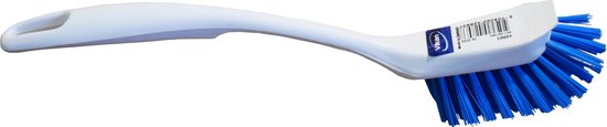 Vikan Design Afwasborstel 42893 met Schraprand - 28 cm - Wit Blauw - Geschikt voor de kleine Vaat - Onverslijtbaar - Bestand tegen Kokend heet water