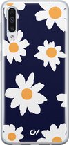 Samsung A50 hoesje - Sweet Daisies - Bloemen - Blauw - Soft Case Telefoonhoesje - TPU Back Cover - Casevibes