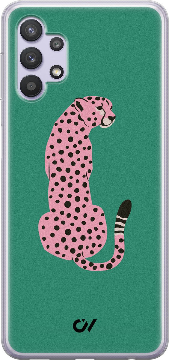 Samsung A32 5G hoesje - Pink Luipaard - Luipaardprint - Groen - Soft Case Telefoonhoesje - TPU Back Cover - Casevibes