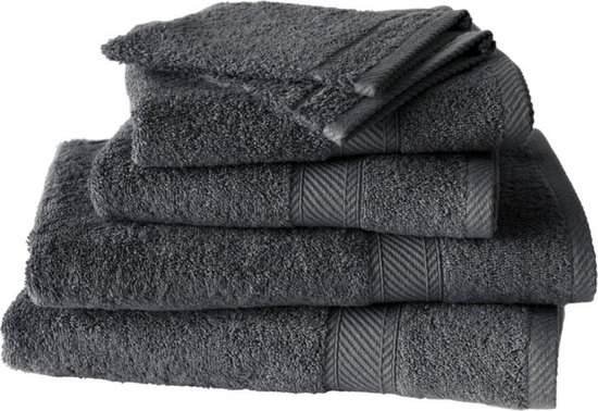 Débarbouillettes de toilette, serviettes de bain et serviettes de douche De Witte Lietaer - Ébène - Set de 6