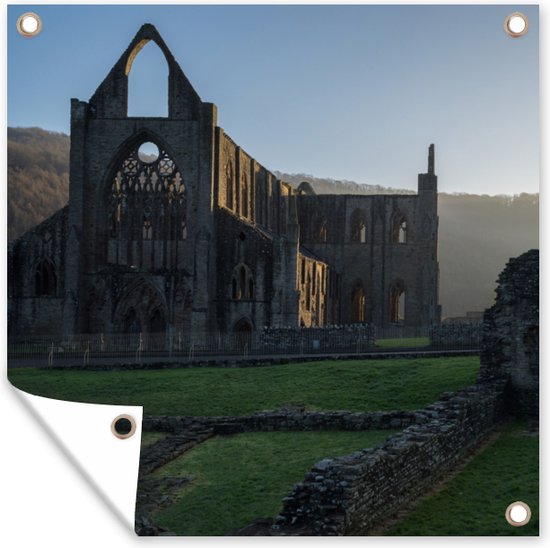 Sunrise at Tintern Abbey in Wales affiche de jardin toile en vrac 50x50 cm - petit - Toile de jardin / Toile d'extérieur / Peintures pour l'extérieur (décoration de jardin)
