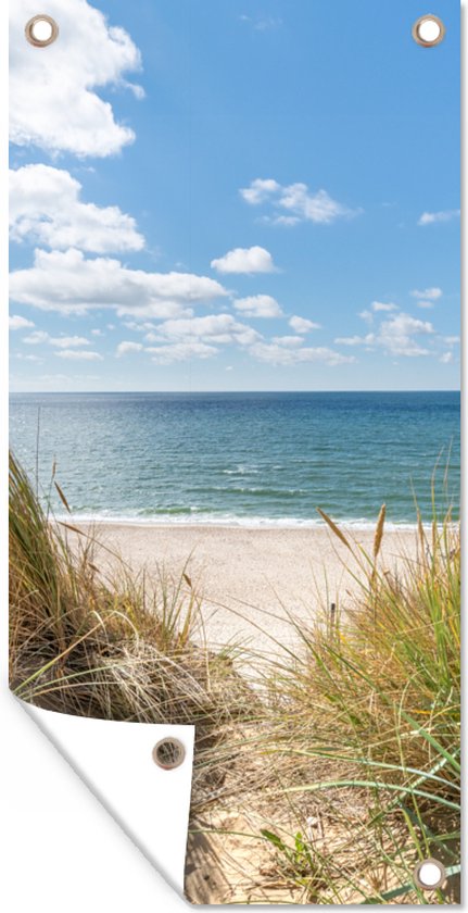 Affiche de jardin Dune - Herbe - Mer - Plage - 40x80 cm - Décoration murale extérieure - Affiche de jardin - Toile de jardin - Affiche de clôture - Peinture de jardin