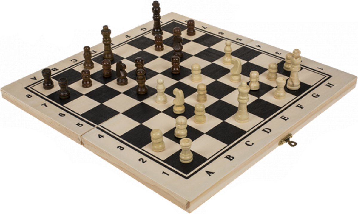 borvat Luxe Schaakset Hout - Opvouwbaar schaakbord voor jong en oud - 21x21cm