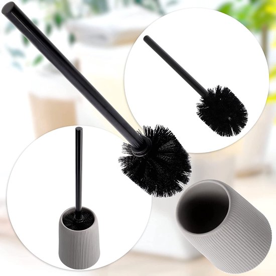 1x toiletborstels met acacia houten houder 36 cm 1x toiletborstels met acacia houten houder 36 cm