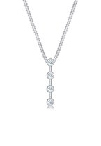 Elli PREMIUM Dames Halsketting Dames Basic Staaf Geo Cirkel met Diamant (0.06 ct.) in 925 Sterling Zilver