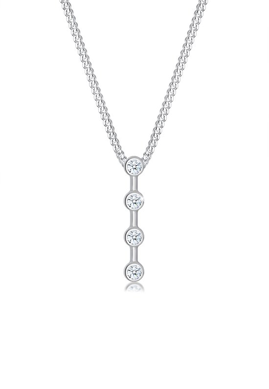 Elli PREMIUM Collier pour femme Mesdames Basic Bar Geo Circle avec Diamant (0,06 ct.) en Argent sterling 925