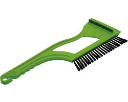 Prosperplast IJskrabber 2 in 1 - met rubberen trekker en borstel - raamkrabber - groen - kunststof - 12 x 40 cm - Ruitenkrabber