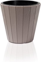 Prosperplast Plantenpot/bloempot Wood Style - buiten/binnen - kunststof - beige - D40 x H37 cm