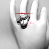 Hetty'S - Grote zilveren ring  - Model met tong - in " Rolling Stones Style"