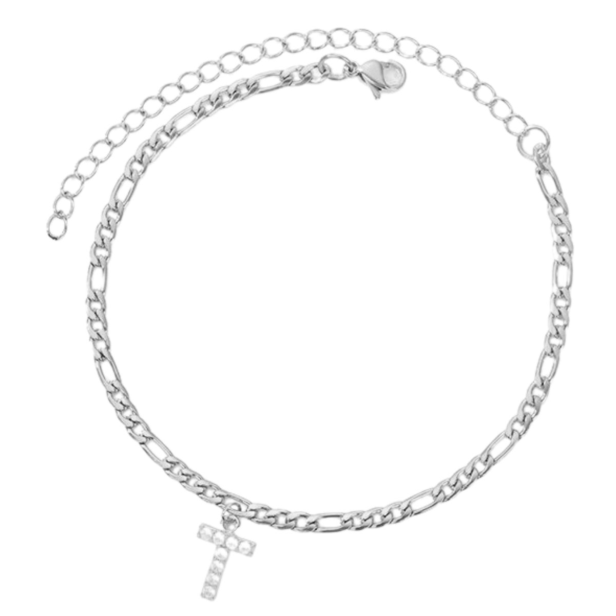 Enkelbandje - Enkelbandjes Dames - Enkelbandje Zilver - Initials - Zilverkleurig - Letter T