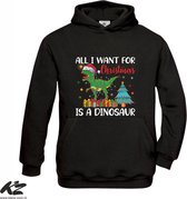 Klere-Zooi - All I Want for Christmas is a Dinosaur - Hoodie - 152 (12/13 jaar)