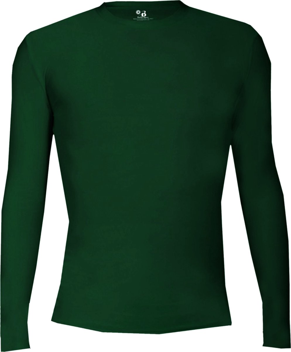 BADGER SPORT - Shirt Met Lange Mouwen - Pro Compression - Diverse Sporten - Volwassenen - Polyester/Elastaan - Heren - Ronde Hals - Ondershirt - Zweet Afvoerend - Donkergroen - X-Large