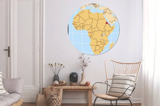 Illustration de l'Érythrée sur la carte africaine Cercle mural aluminium ⌀ 120 cm - tirage photo sur cercle mural / cercle vivant / cercle jardin (décoration murale) XXL / Groot format!