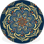 WallCircle - Wandcirkel - Muurcirkel - Mandala - Geel - Wit - Patronen - Aluminium - Dibond - ⌀ 30 cm - Binnen en Buiten