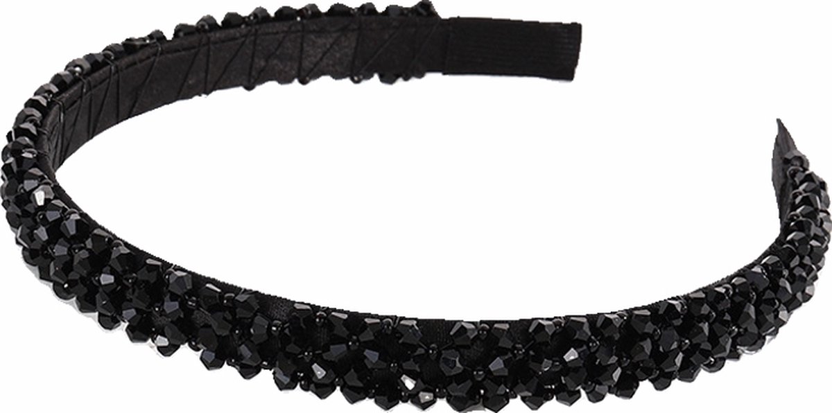 Strass Diadeem - Zwart | Party Collectie | Kunststof / Polyester | Fashion Favorite