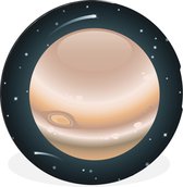 WallCircle - Wandcirkel - Muurcirkel - Een illustratie van de planeet Jupiter in het heelal - Aluminium - Dibond - ⌀ 90 cm - Binnen en Buiten
