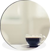 WallCircle - Wandcirkel - Muurcirkel - Espresso in glazen kop - Aluminium - Dibond - ⌀ 90 cm - Binnen en Buiten