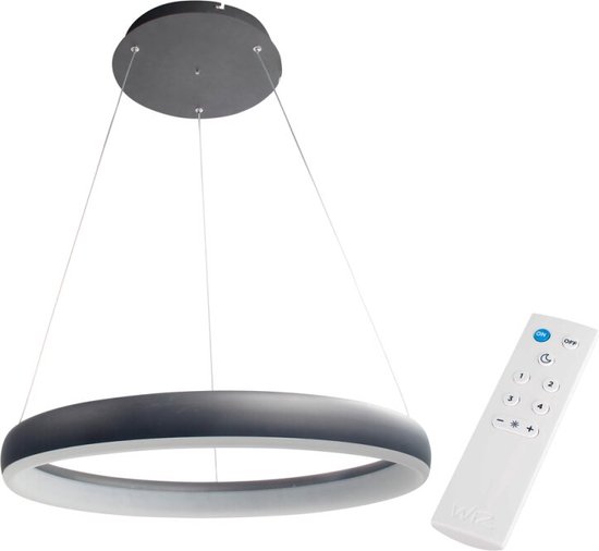 Anneau de lampe suspendue Smart LED 60 cm - Contrôlable avec télécommande et application - White & Couleur - Zwart