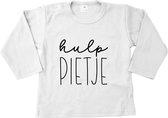 Longsleeve met tekst - Hulppietje - Wit - Maat 92 - Sinterklaas - 5 December - Piet - Sint - Kraamcadeau - Cadeau - Babyshower - Zwanger - Geboorte - Baby - T-shirt met lange mouwen