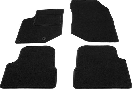 Ensemble de quatre tapis de sol noirs avec points de fixation.