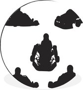 Une illustration de cinq personnes qui charronnent. Cercle mural en aluminium ⌀ 140 cm