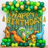 Partizzle Dinosaurus Verjaardag Versiering Set - Dino Feestje - Ballonnenboog Decoratie - Happy Birthday Ballonnen & Slinger - XL