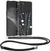 kwmobile telefoonhoesje geschikt voor OnePlus Nord - Hoesje met telefoonkoord - Back cover voor smartphone - Case in lavendel / groen / transparant