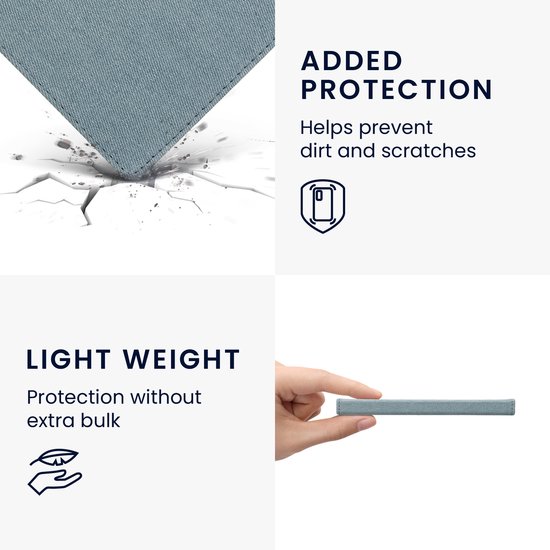 kwmobile e-reader hoesje geschikt voor Kobo Aura H2O Edition 1 hoes - E reader flip case met magneetsluiting - Ereader cover - Denim design in lichtblauw van Merkloos — afbeelding 5